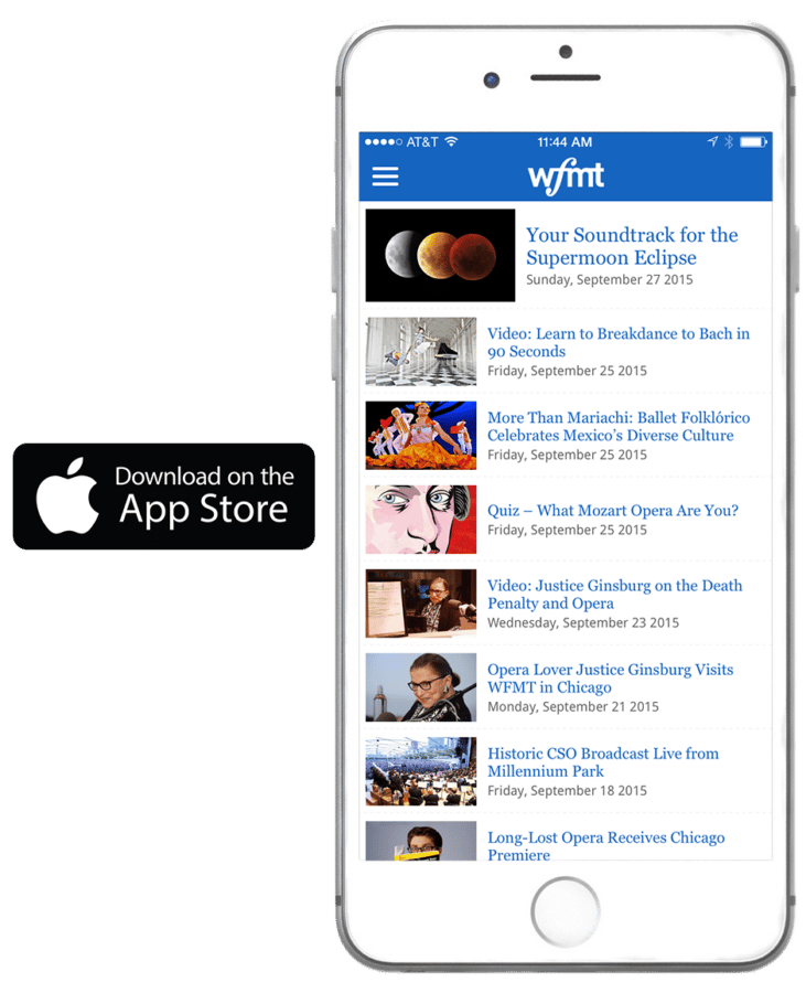 WFMT app on iPhone