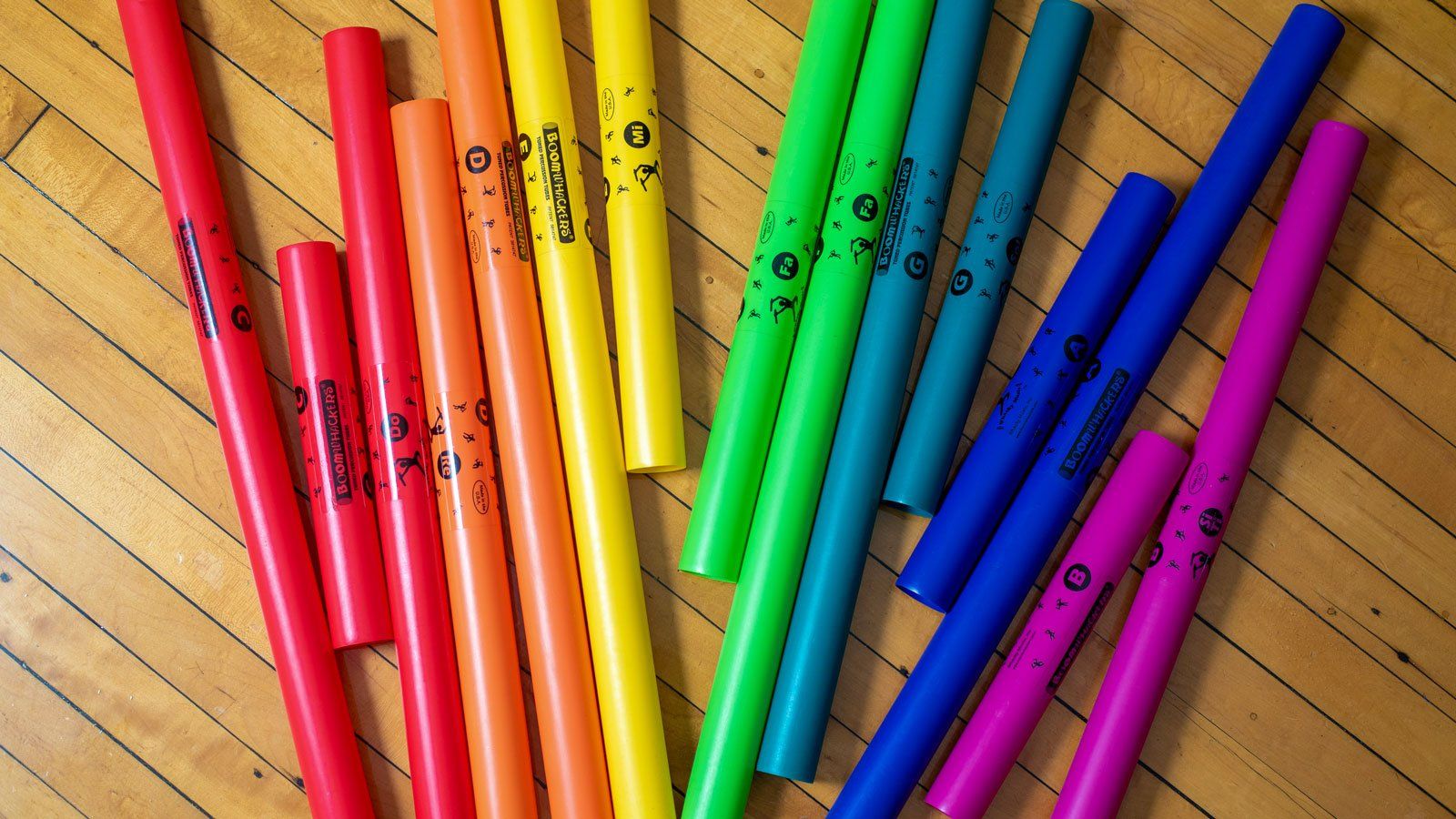 Set of boomwhacker instruments