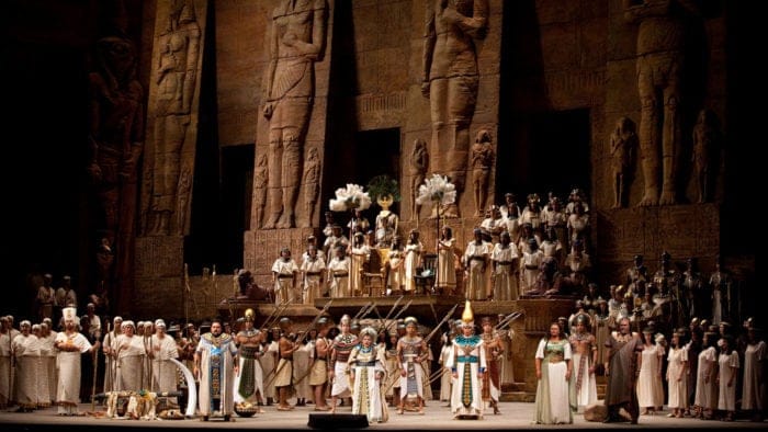 A scene from VerdiÕs "Aida." Photo: Marty Sohl/Metropolitan Opera Taken during the dress rehearsal on September 24, 2009 at the Metropolitan Opera House in New York City.