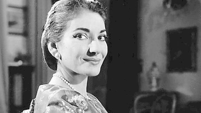 Maria Callas portrait looking over right shoulder