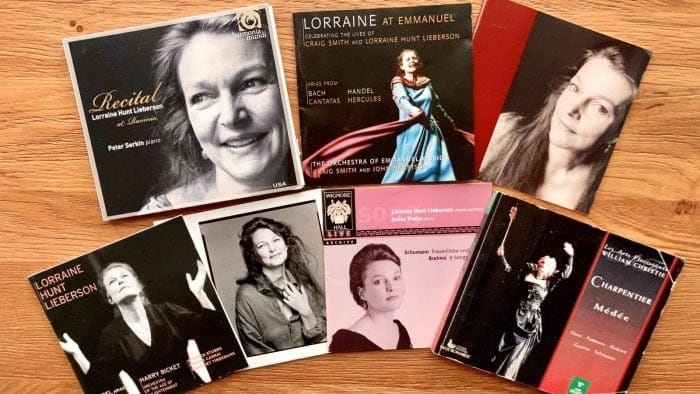 Collage of CD covers of Lorraine Hunt Lieberson's discography
