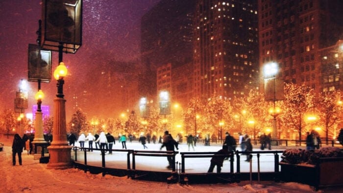 ice skaters in Chicago
