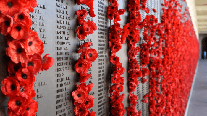 Poppies adorning the Roll of Honour walls in the Australian War Memorial Wall