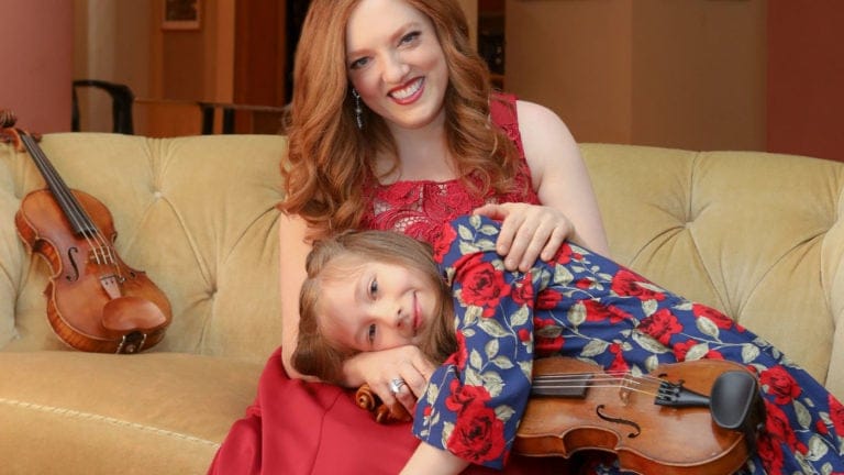 Rachel Barton Pine with her daughter