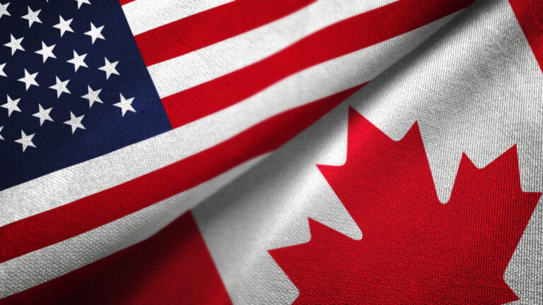 details of the canadian and US flags