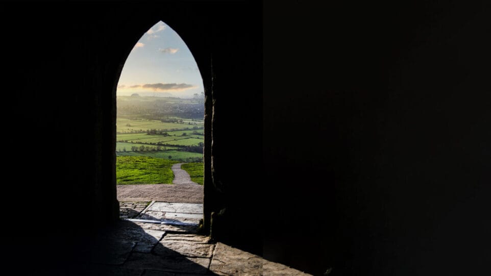 looking out of a doorway on to the open world