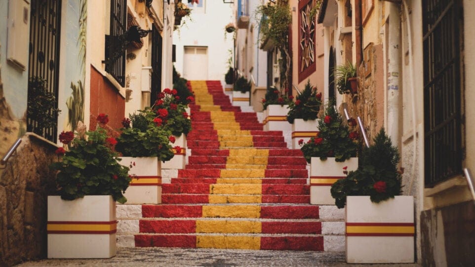 A painted Staircase with the Spanish Flag