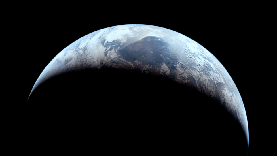 crescent view of Earth from space