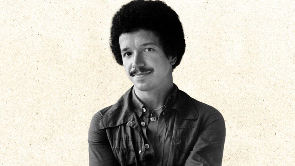 black and white portrait of Keith Jarrett edited to have textured paper background