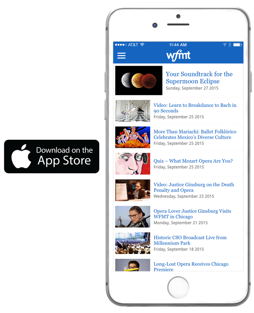 WFMT app on iPhone 6