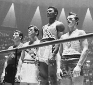 Ali, then known as Cassius Clay, at the 1960 Olympics (second from right)