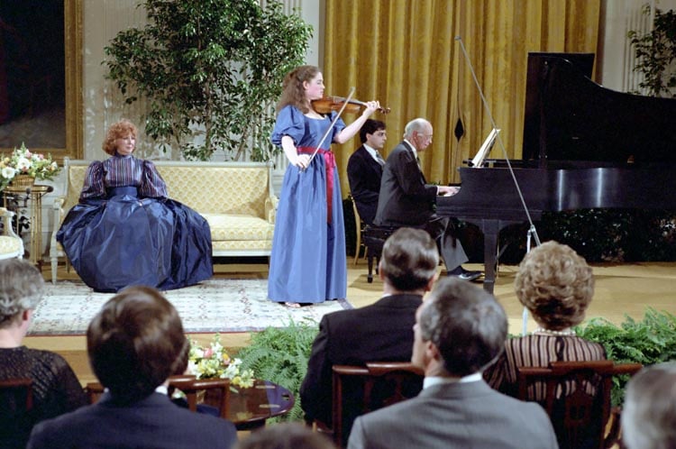Ida Levin and Rudolf Serkin perform in the East Room during the PBS