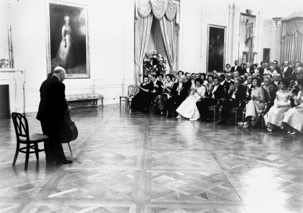 Pablo Casals performs for the Kennedys and guests