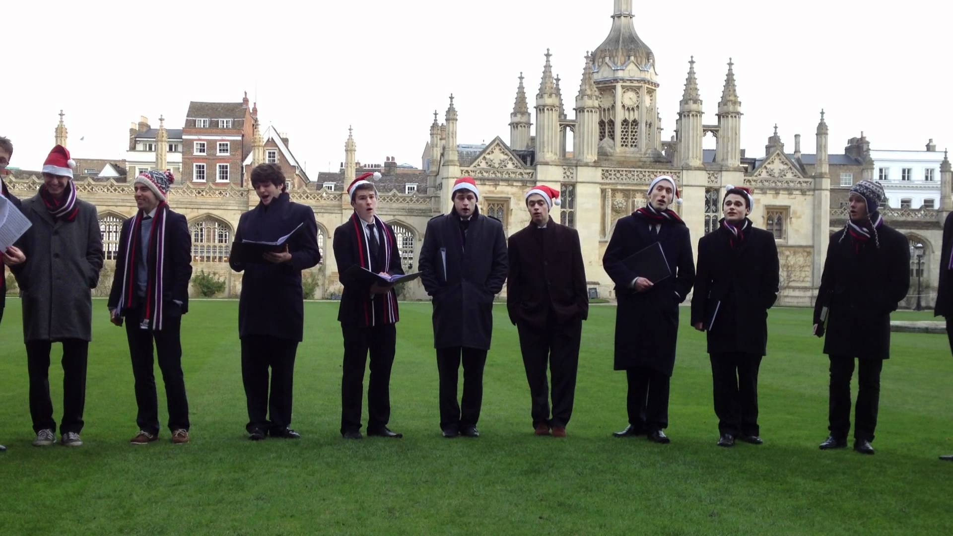 Members of King's College Choir are feeling festive in their holiday hats