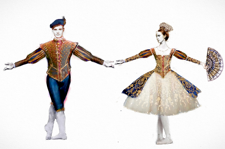 Spanish Duo costume rendering. Photo courtesy of The Joffrey Ballet