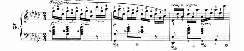 chopin etudes: detail of the black keys etude