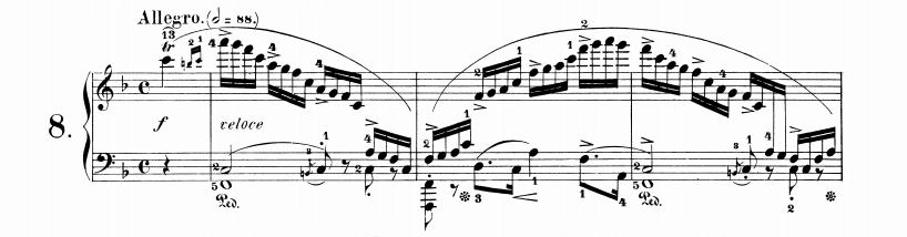 chopin etudes: detail of the sunshine etude