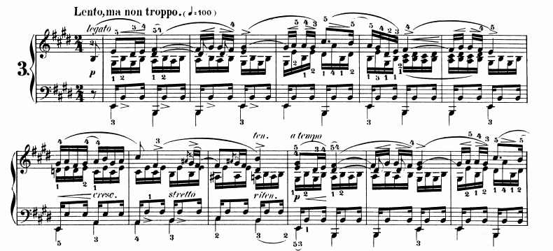 chopin etudes: detail of the tristesse etude