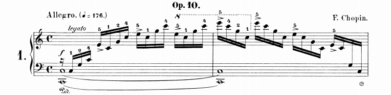 chopin etudes: detail of the waterfall etude