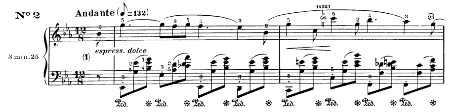 Sheet music for excerpt of Chopin's Nocturne Op. 9, No. 2