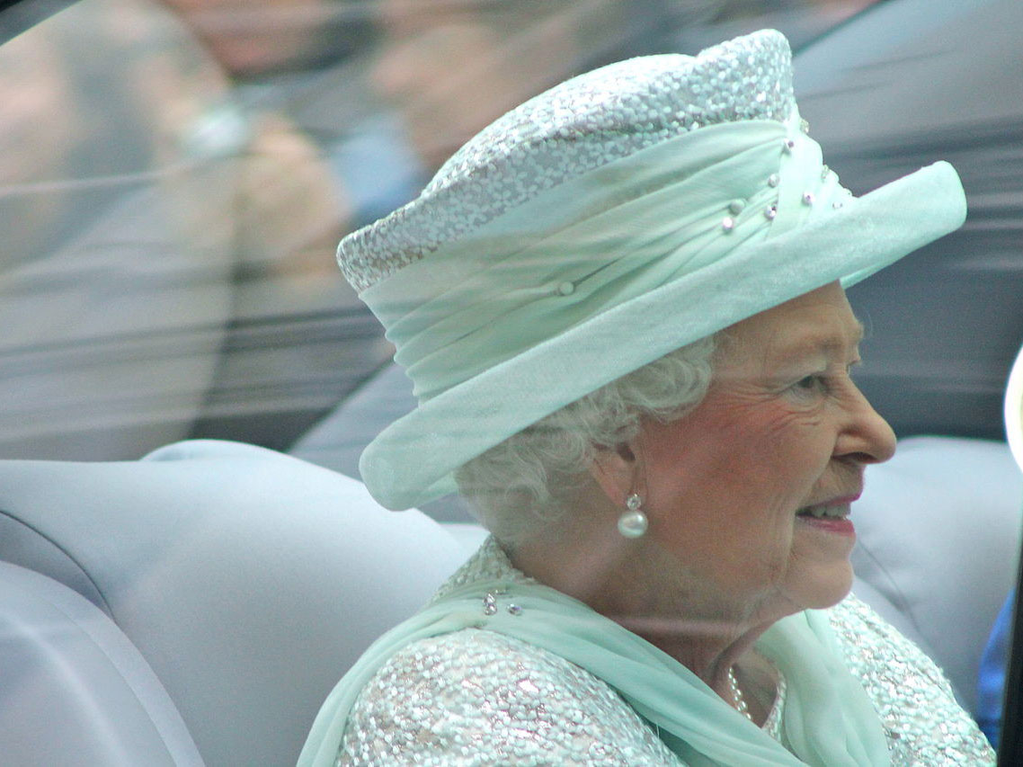 The Queen driving to St Paul's Cathedral during the Diamond Jubilee celebrations of 5 June 2012