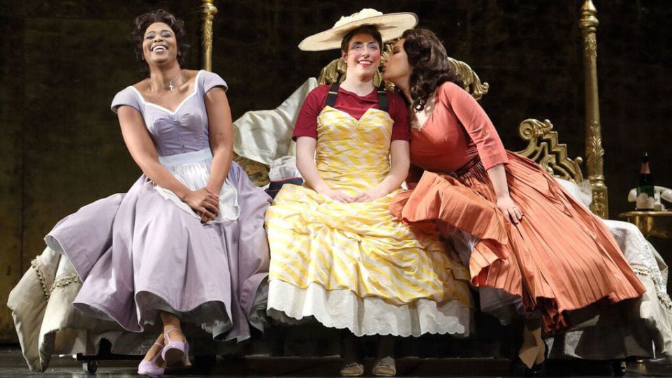 Pretty Yende as Susanna, Renee Sapier as Cherubino and Guanqun Yu as Countess Almaviva (Photo: Craig T. Mathew)