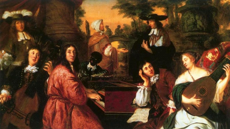 "Häusliche Musikszene" by Johannes Voorhout (1674)