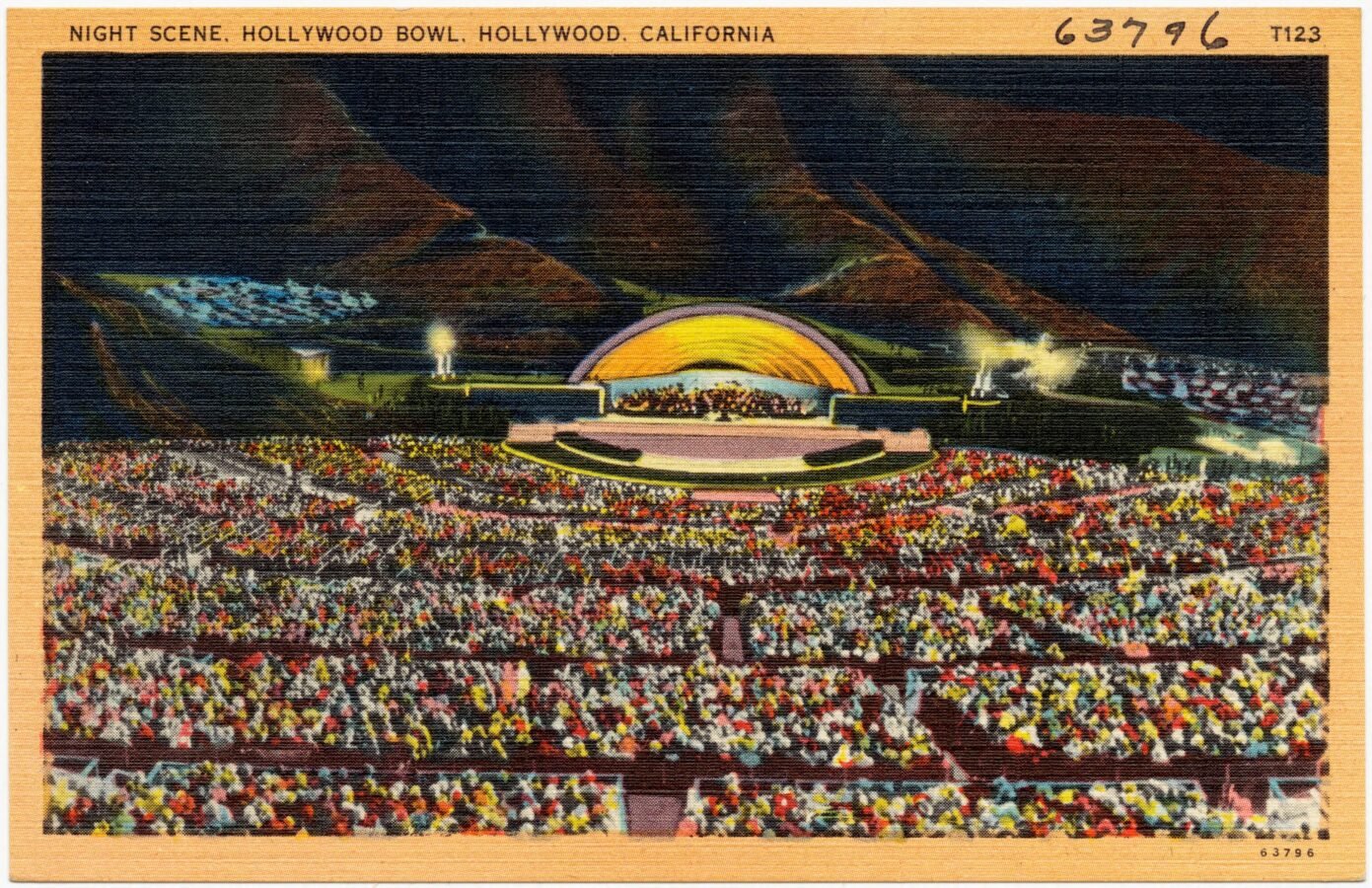 Night scene, Hollywood Bowl, Hollywood, California, between between circa 1930 and circa 1945 (Photo: Boston Public Library Tichnor Brothers collection)