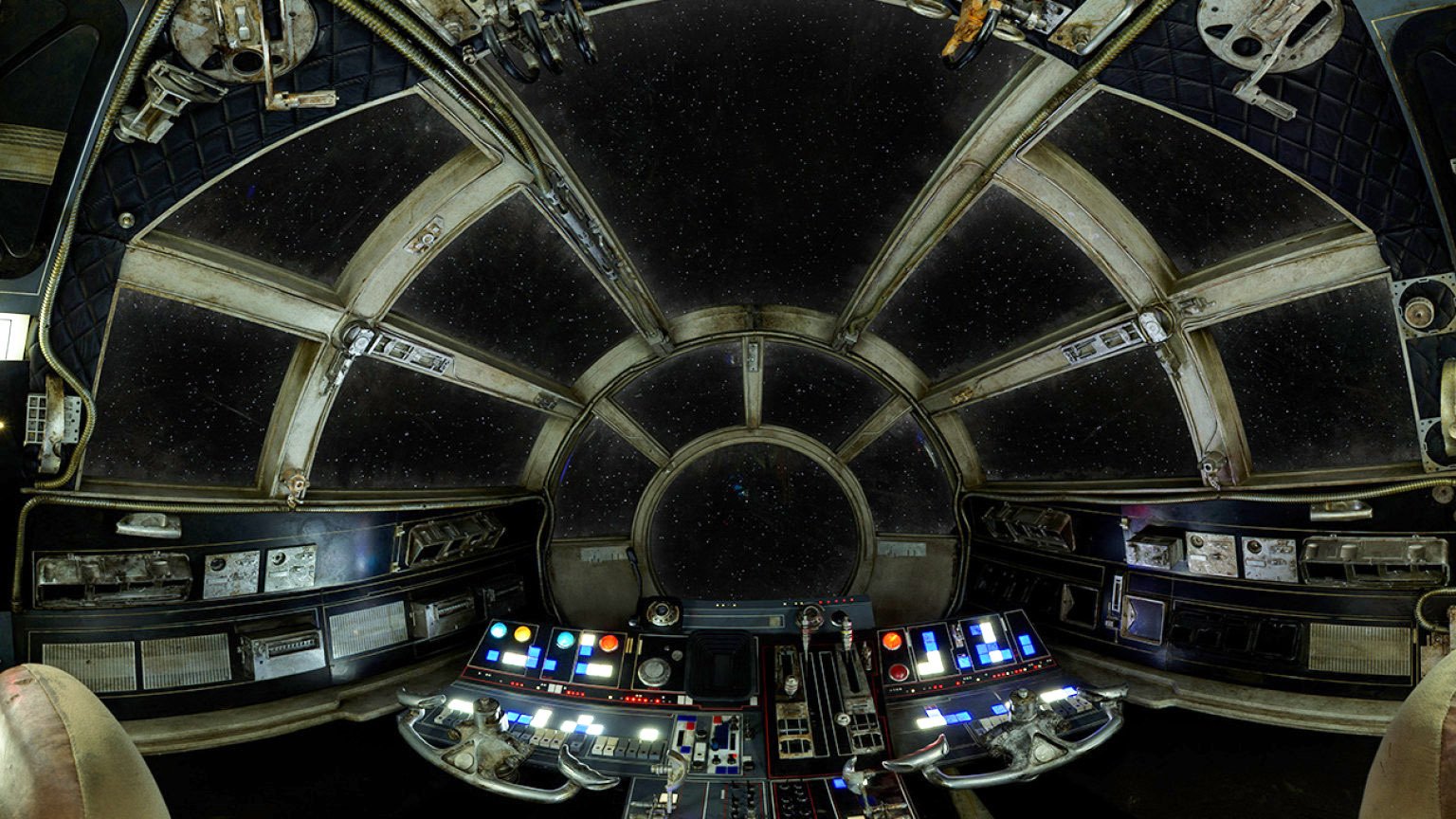 Cockpit of the Millennium Falcon from http://starwars.com