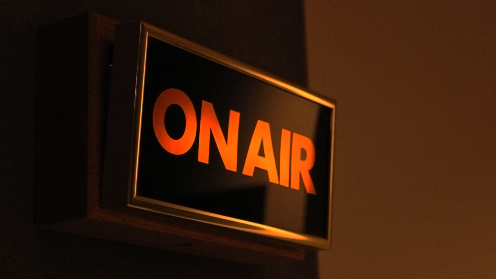 live radio broadcasts The on air light in WFMT's Levin Performance Studio. radio. color photo