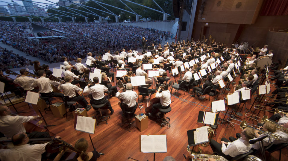 The Chicago Symphony Orchestra and Civic Orchestra of Chicago, led by Riccardo Muti, performed a free “Concert for Chicago” at the Jay Pritzker Pavilion in Millennium Park on September 20, 2018.(Photo: Todd Rosenberg)