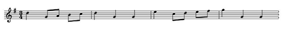 The opening measures of the Minuet in G