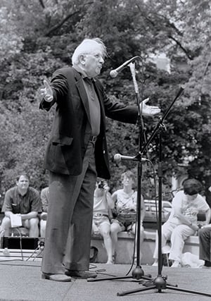 Studs Terkel at the annual Bughouse Square Debates.