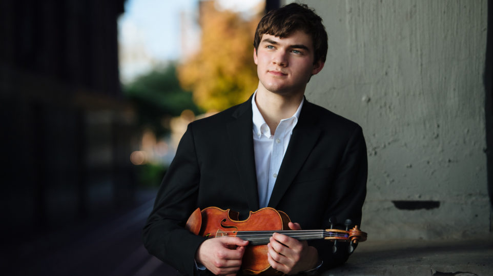 Violinist Nathan Meltzer, an 18-year-old Julliard student who has been loaned the recovered Stradivarius violin (Photo: Jiyang Chen)