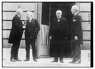 The Big Four: (L-R) Prime Minister David Lloyd George of the UK, Premier Vittorio Orlando of Italy, Premier Georges Clemenceau of France, and President Woodrow Wilson of the US (Source: Library of Congress)