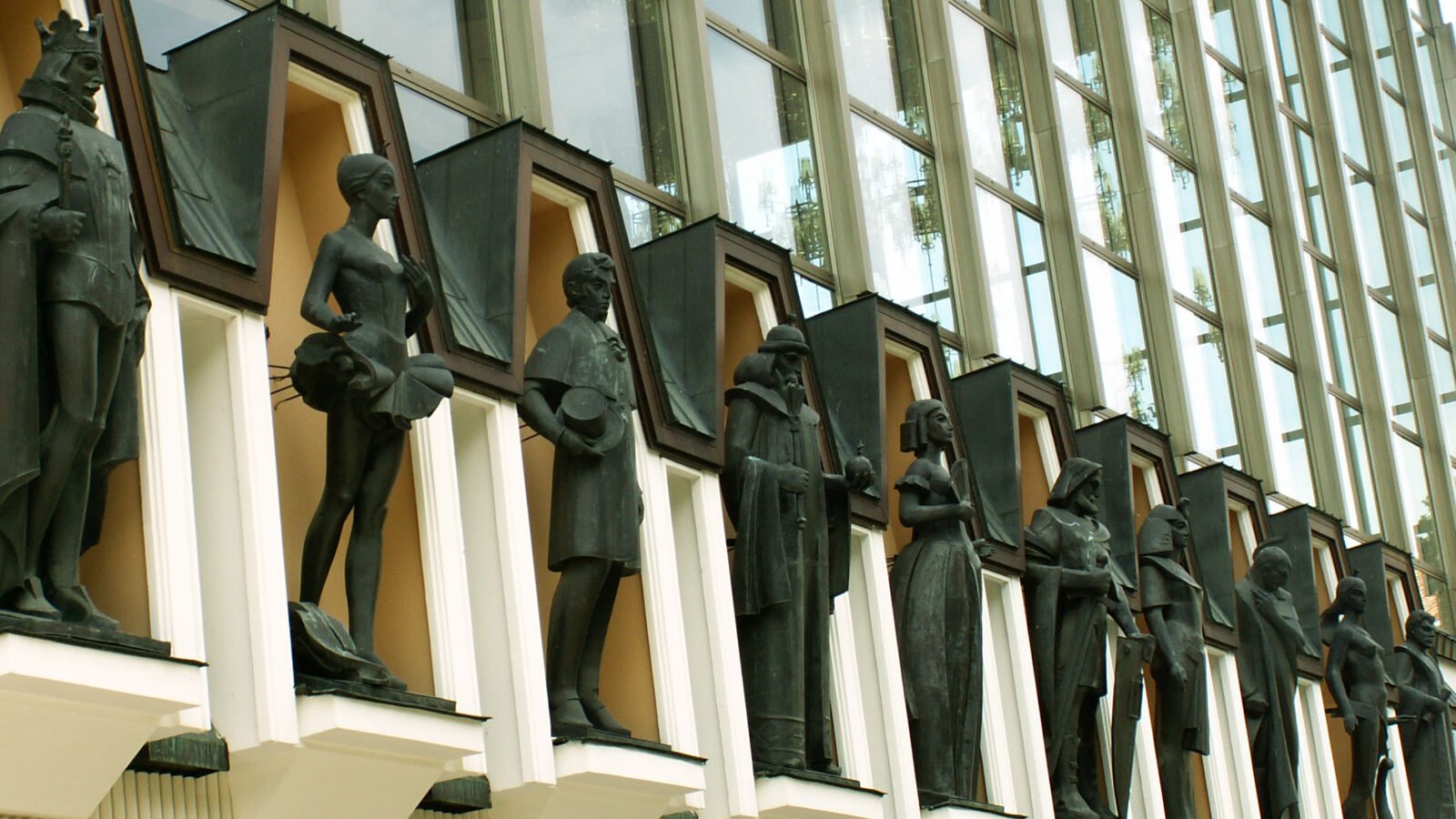 The facade of the Lithuanian National Opera and Ballet Theatre in Vilnius