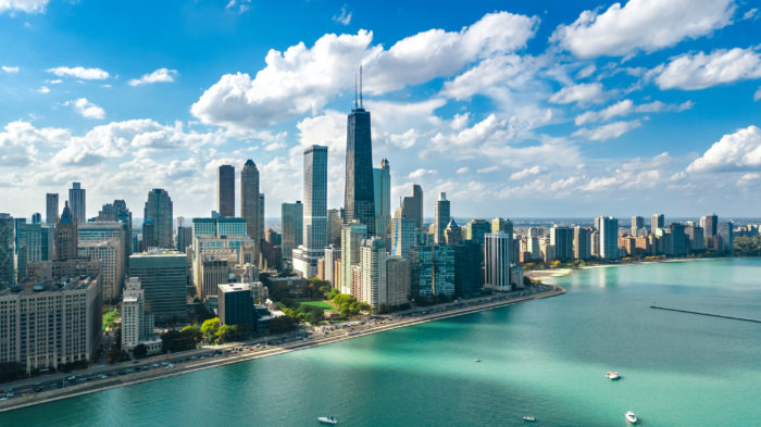 Chicago skyline in summer