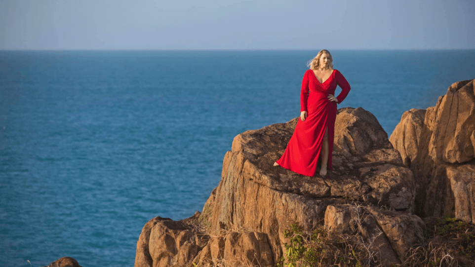 Laura Strickling on the coast of Virgin Islands