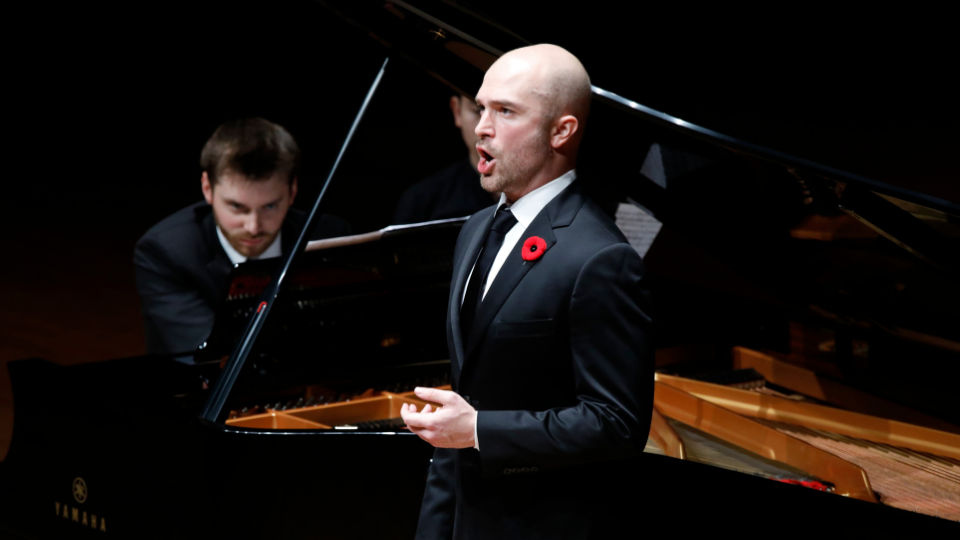 John Brancy singing, Peter Dugan at the piano