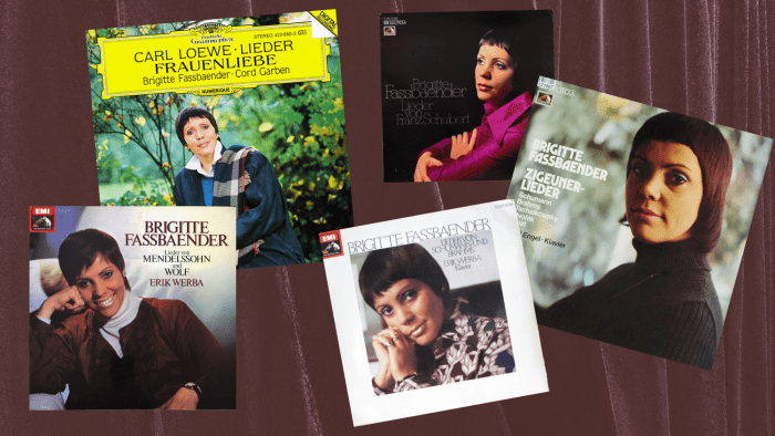 Collage of five Brigitte Fassbaender album covers