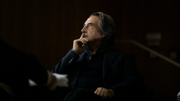 Riccardo Muti gazes pensively into the distance
