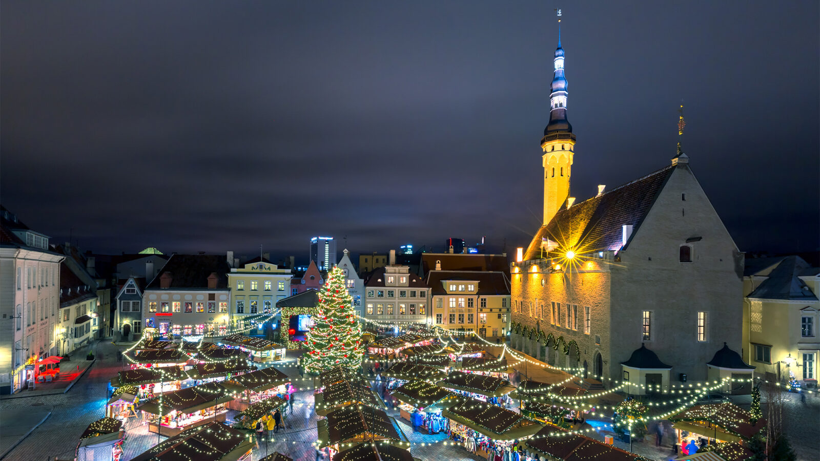 The Christmas Market at Town Hall Square in Tallinn, Estonia