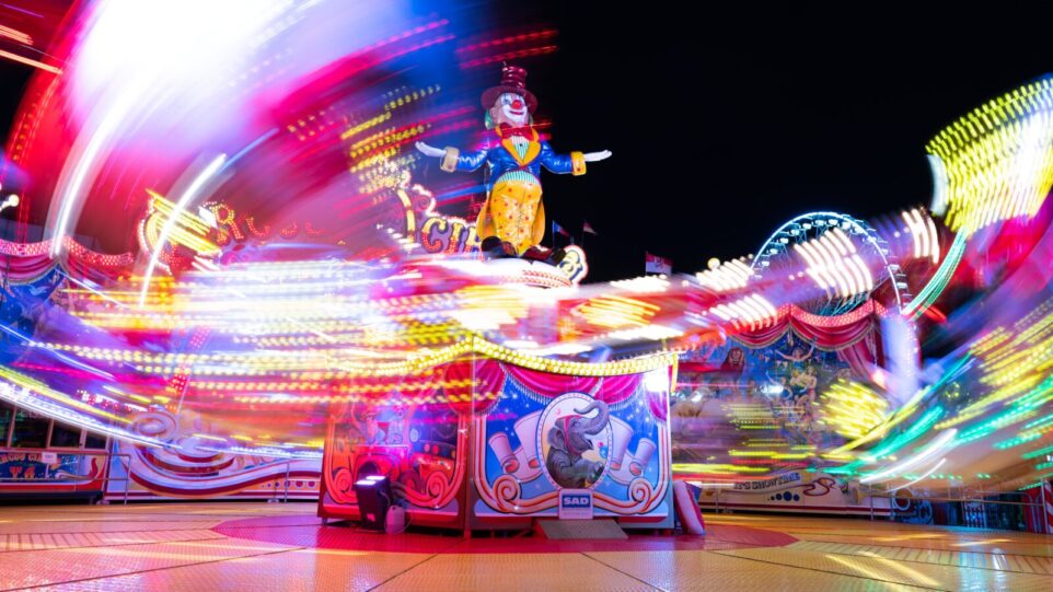 Clown in the middle of a fair