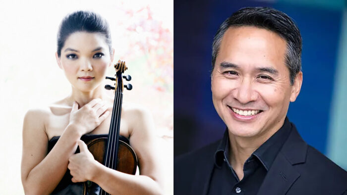 Violinist Janet Sung (photo by: Lisa-Marie Mazzucco) and Kuang-Hao Huang (photo by: Forestt LaFave)