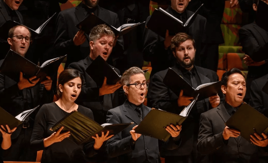 Members of the Los Angeles Master Chorale performing in concert
