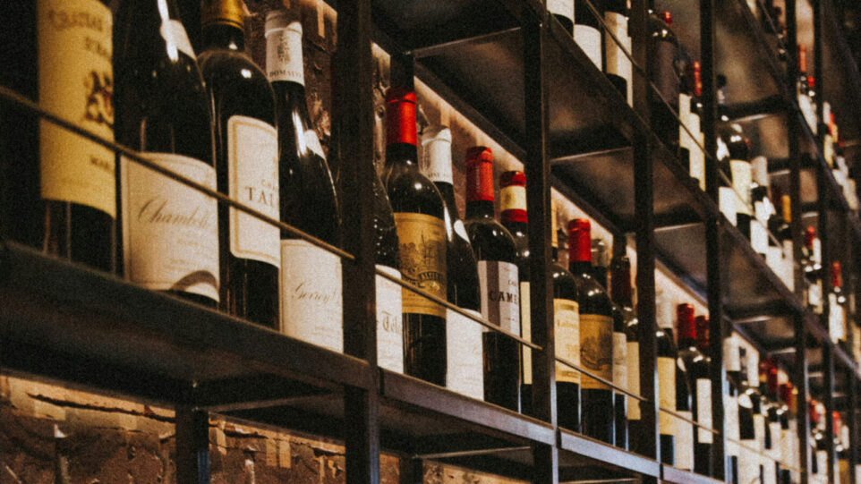 Lots of wine on a shelve