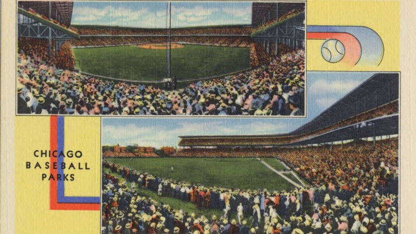 old post cards of Comiskey Park and Wrigley Field