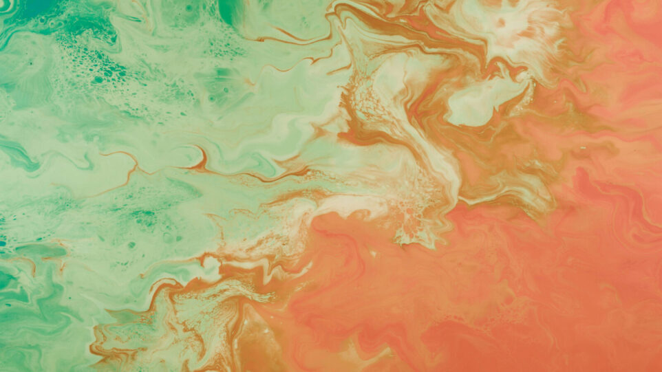 Green and Red water colors mixing