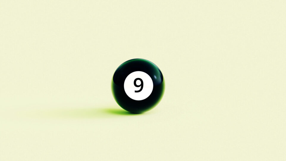 Black billiards ball with number 9 (instead of 8)