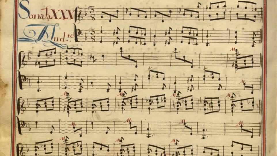 a photgraph of an 18th-century music manuscript
